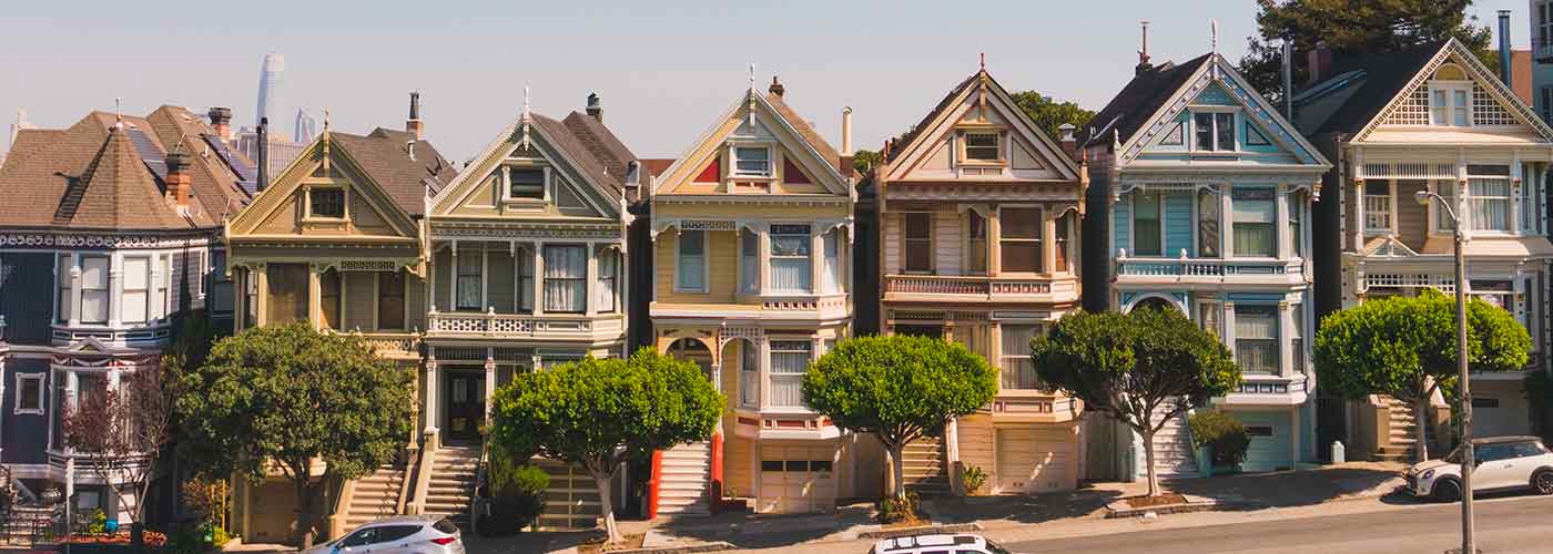 Row of homes protected by homeowners insurance