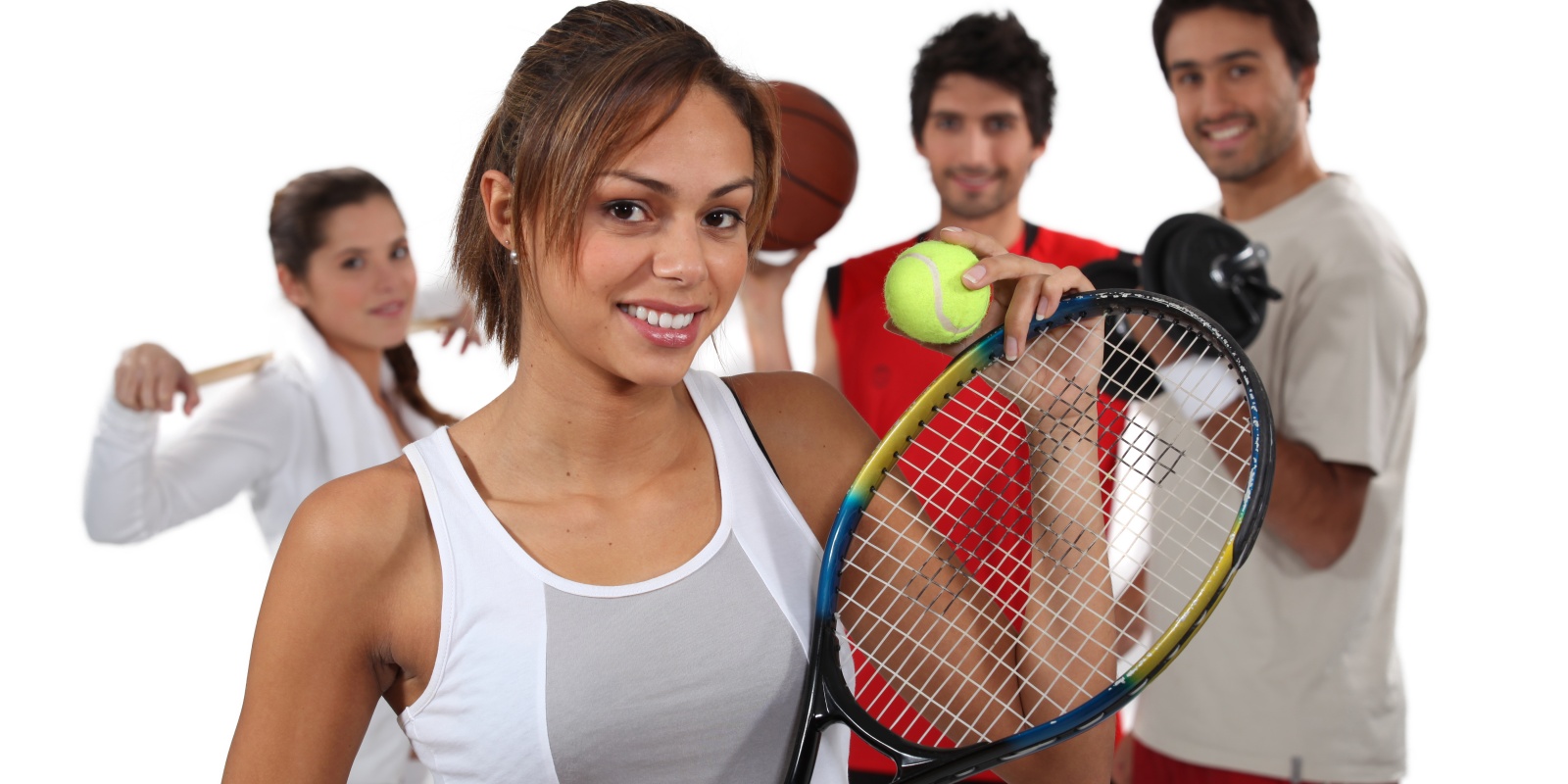 Men and women playing different sports who have sport insurance