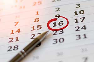 marked calendar showing recurring special events through the year