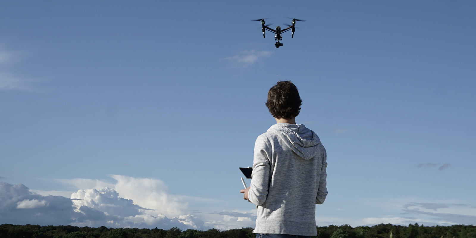 Operator flying drone