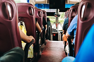Interior of public bus shuttle