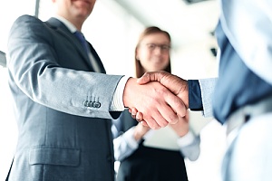 Business executives shaking hands