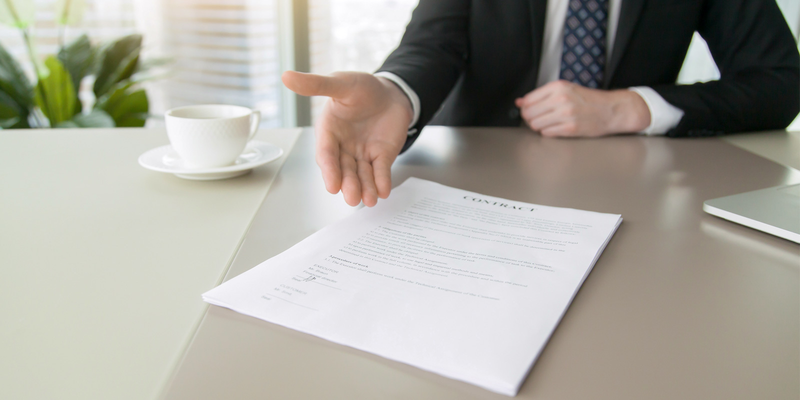 Insurance agent showing contract coverage