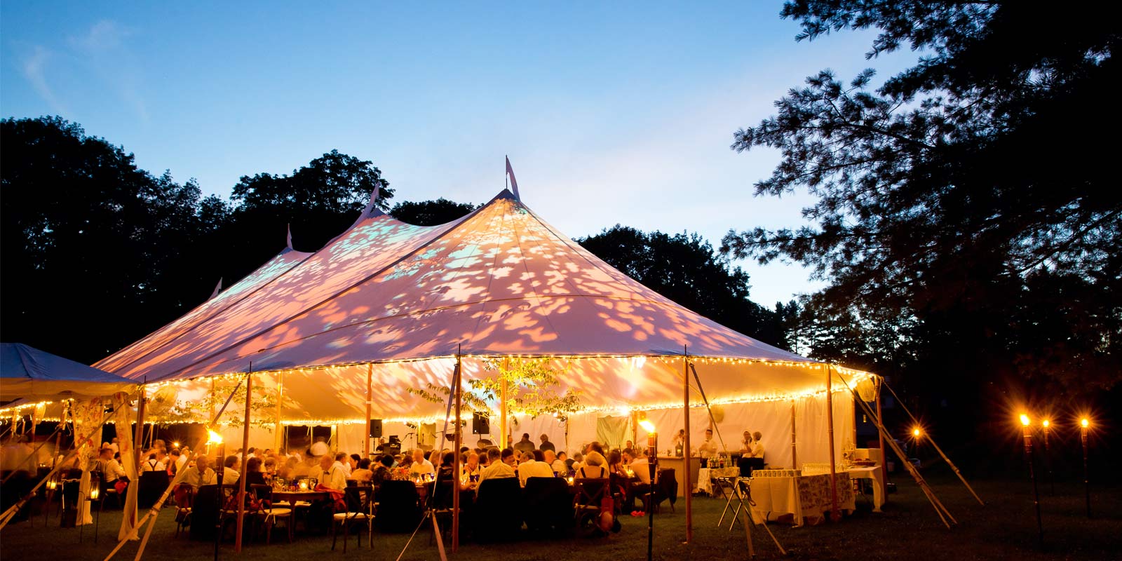 Tent holding people for a special event