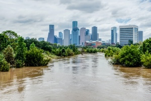 downtown city with a flood or all people learning Who needs flood insurance