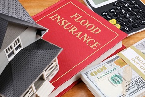 flood insurance book guide with calculator and money