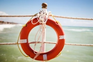 life tube hanging on boat