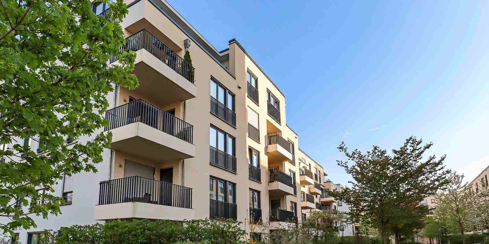 residential area with modern apartment buildings