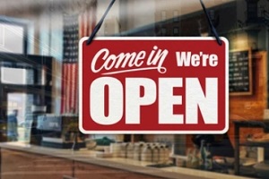 open sign on the door of new restaurant