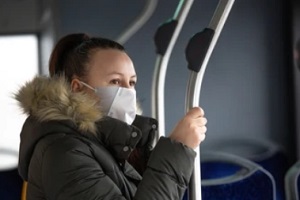women travelling in public bus
