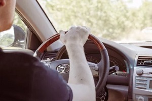 man driving car peacefully