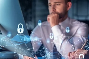 man working on secured network