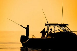 a fishing boat in the ocean