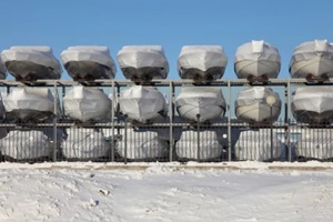 boat storage on a clear winter day
