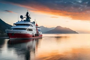 ship in the sea ,ship during sunset