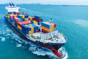 cargo vessel ship carrying container and running for import export concept technology freight shipping sea freight