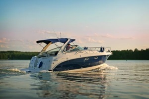 motorboat yacht on the lake