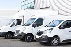 different commericial vehicles line up