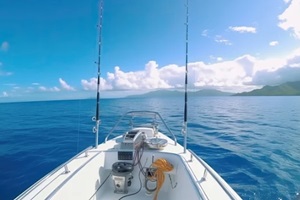 fishing rods on a yacht board