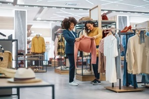 customers shopping in modern clothing store