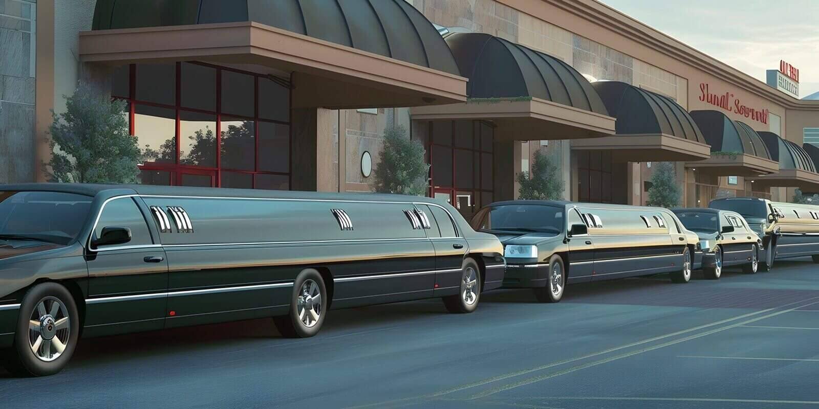 sleek limousine fleet awaiting guests at glamorous casino entrance