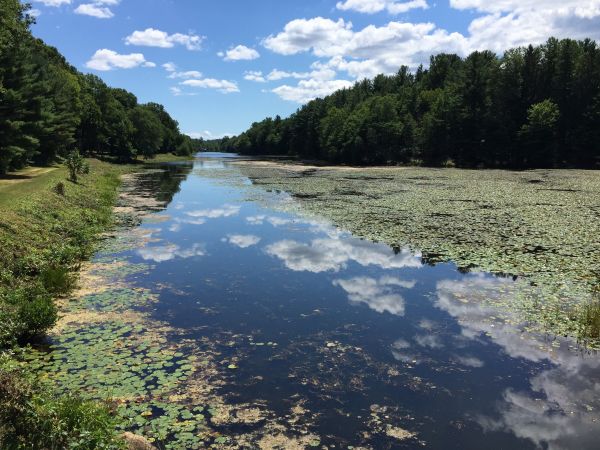 Blick auf Wasserreservoir, North Wilton Road, New Canaan, Fairfield County, Connecticut