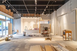 retail space undergoing renovation and preparation for a new store opening