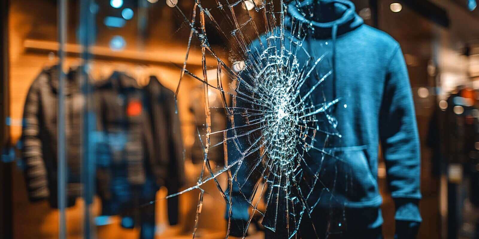 shattered display case with broken counterfeit items reflecting impact of intellectual property theft