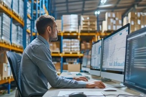 man checking inventory stock