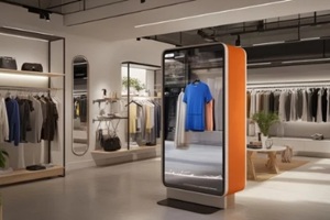 interactive smart mirror displaying virtual outfits