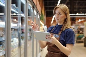 employee checking stock