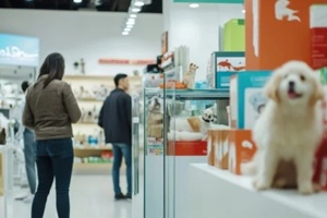 people entering in a pet store