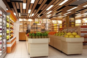3d render of supermarket grocery shop