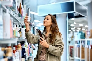 women shopping for cosmetics at a retail store