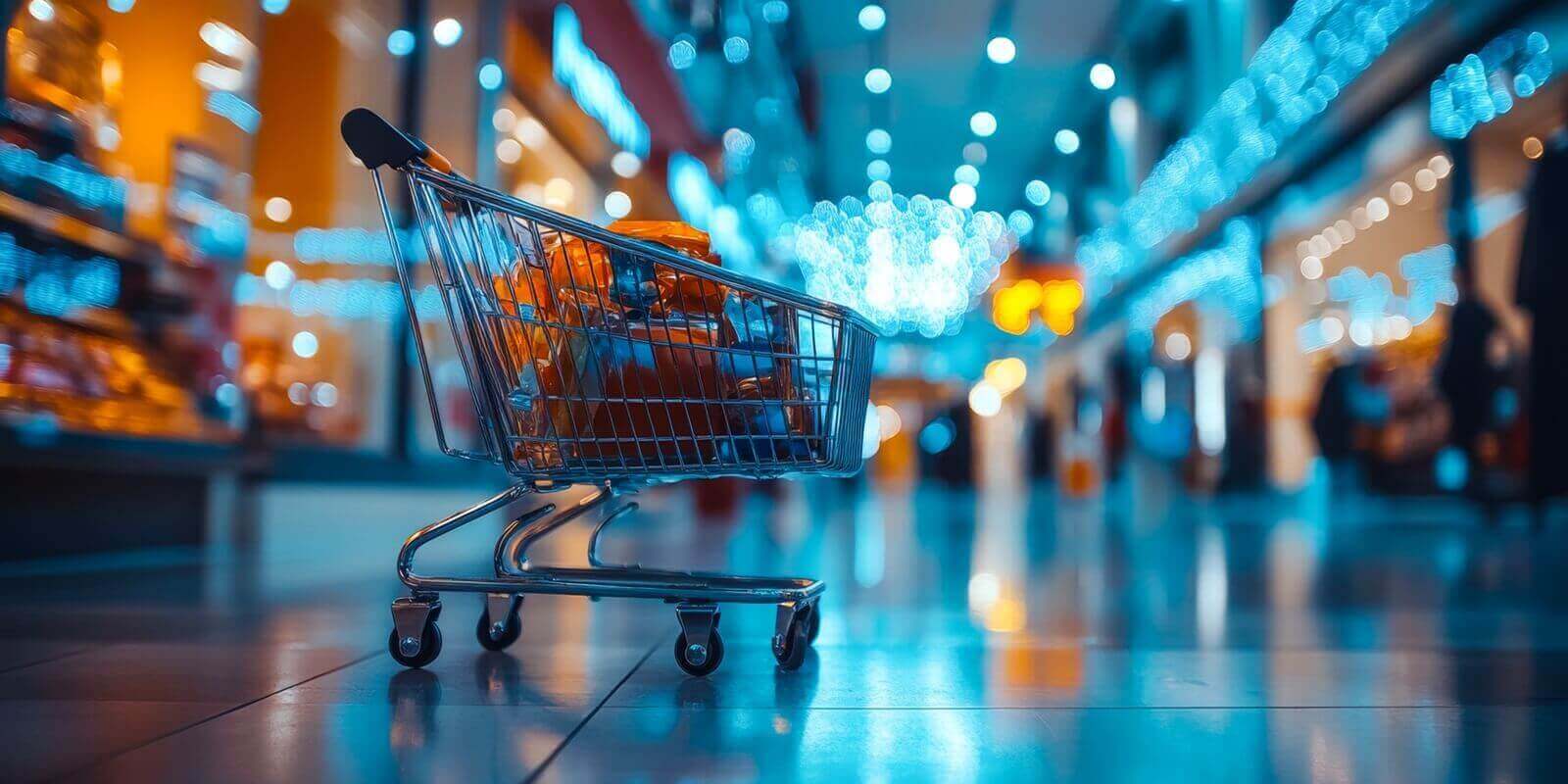 brightly lit aisles in retail store