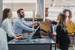 clothing store checkout cashier counter