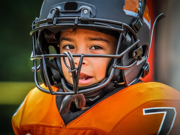 Child Football Player Closeup