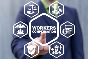 Businessman Interacting with Workers Compensation Icons