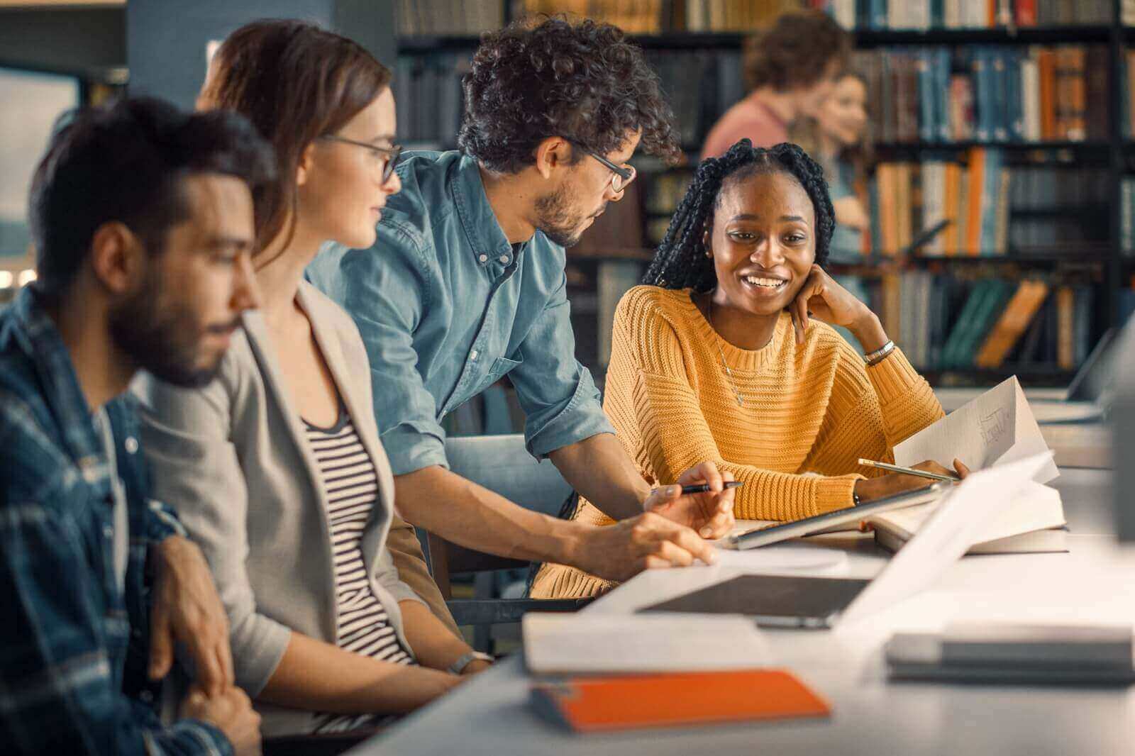diverse group of gifted students have discussion