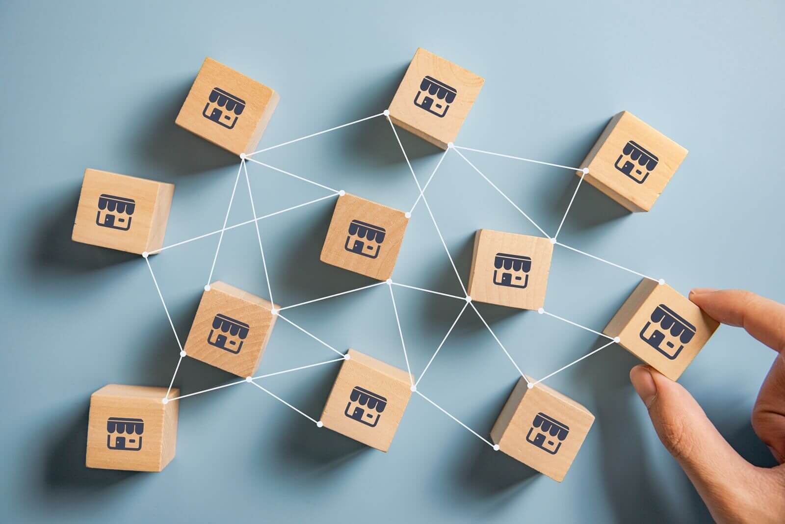 hand choose wood blog with franchise marketing system in global network connection