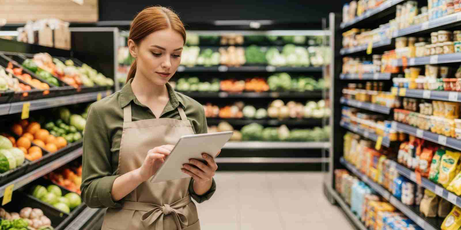 Worker Checking Inventory on Tablet in A Retail Store