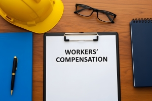 Workers Compensation Text on White Paper on Clipboard