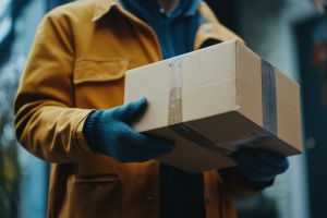 Courier Boy Delivering A Package to A Doorstep
