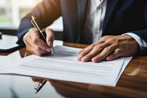 Insurance Agent Reviewing Workers Compensation Policy of a Delivery Business