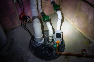 Sump Pump Manhole with Water Backup in an Older Home