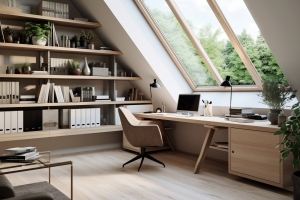 Modern Home Office with a Book Inventory