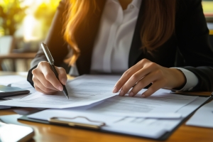 Food and Beverage Business Owner Preparing Product Liability Insurance Documents